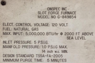 ONSPEC G-849854 Batch Temper, Gas-Fired, High-Temp | Heat Treat Equipment Co. (8)